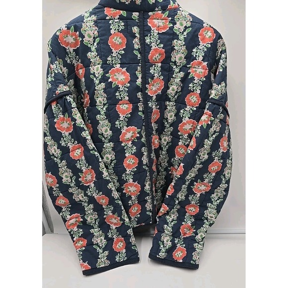 Free People Chloe Floral-Print Quilted Cotton Jacket Blue M Cottagecore Y2K - Picture 5 of 9
